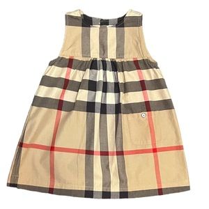 Burberry Kids Dress in Beige and Red Plaid